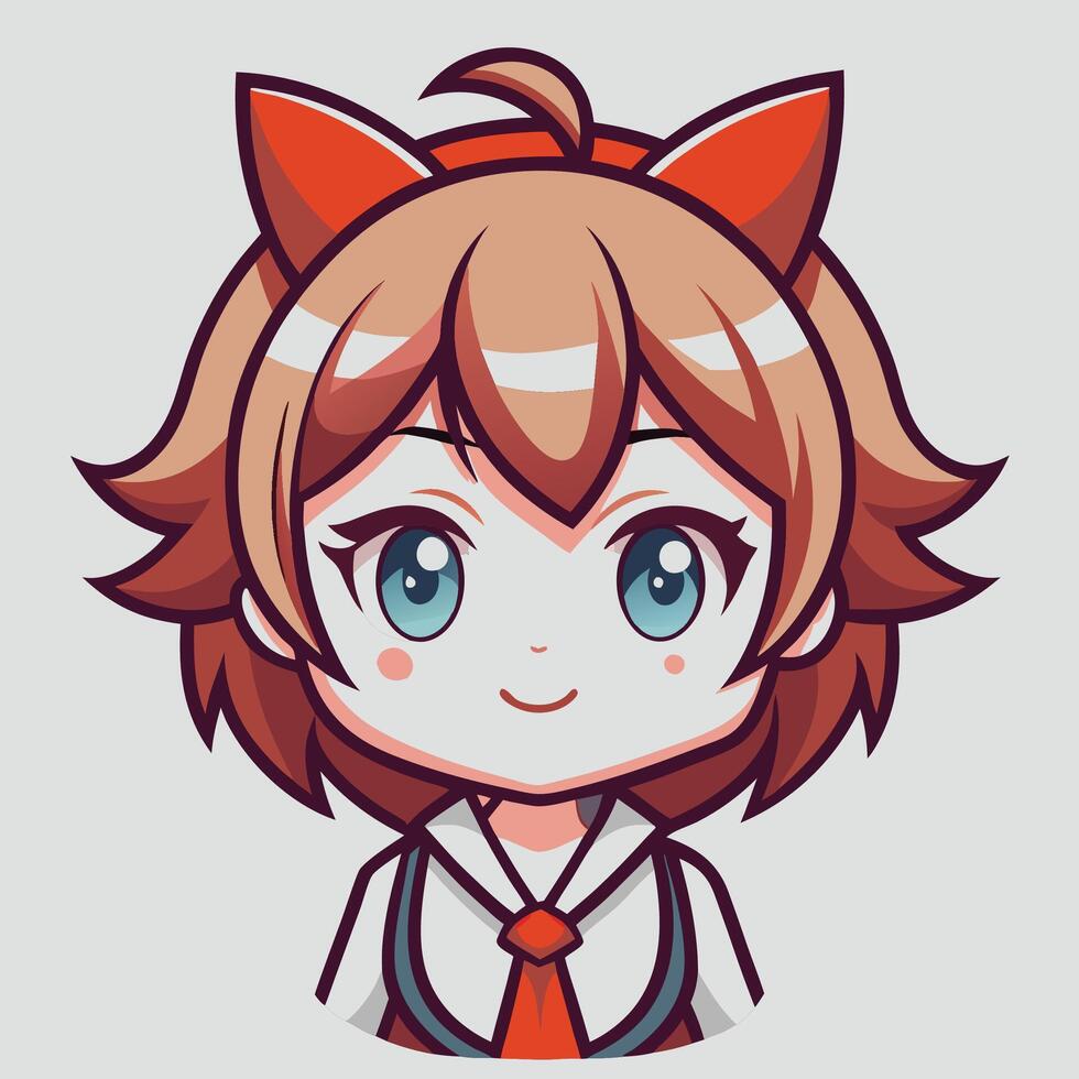anime girl with a cat ears and a bow tie vector
