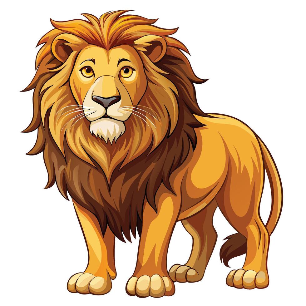 lion standing on white background vector