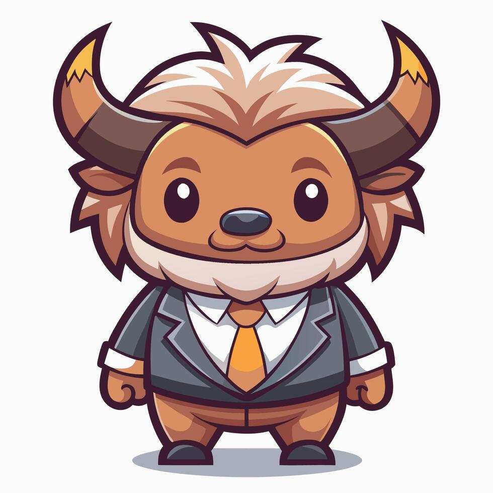 cartoon bull in suit and tie vector