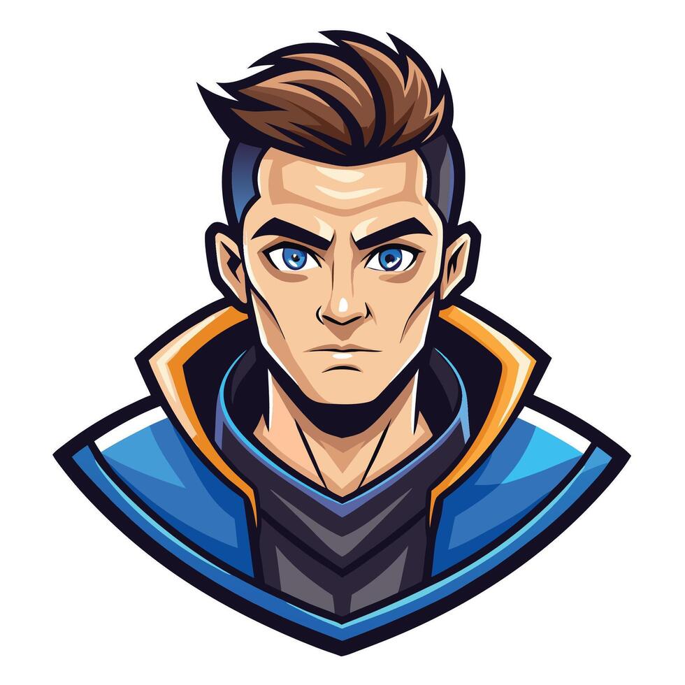 a male character with blue eyes and a blue shirt vector