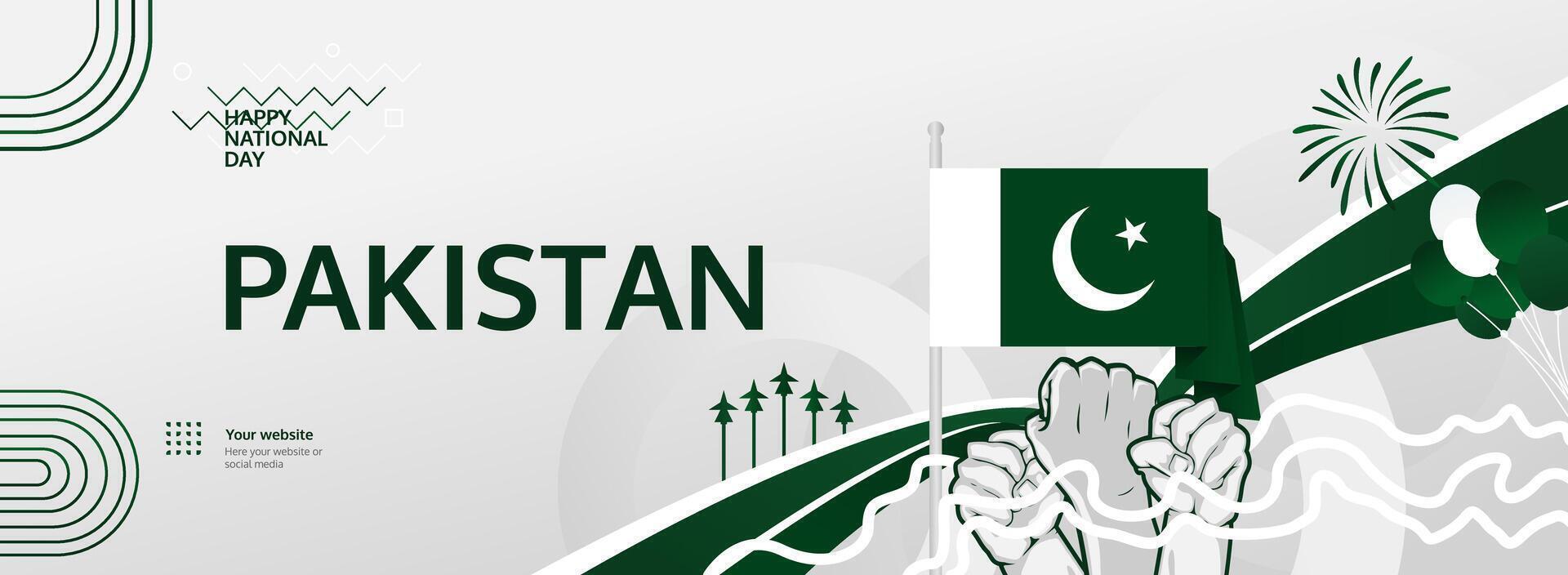 Striking Independence Day banner template in honor of Pakistan National Day on 14 August. vector