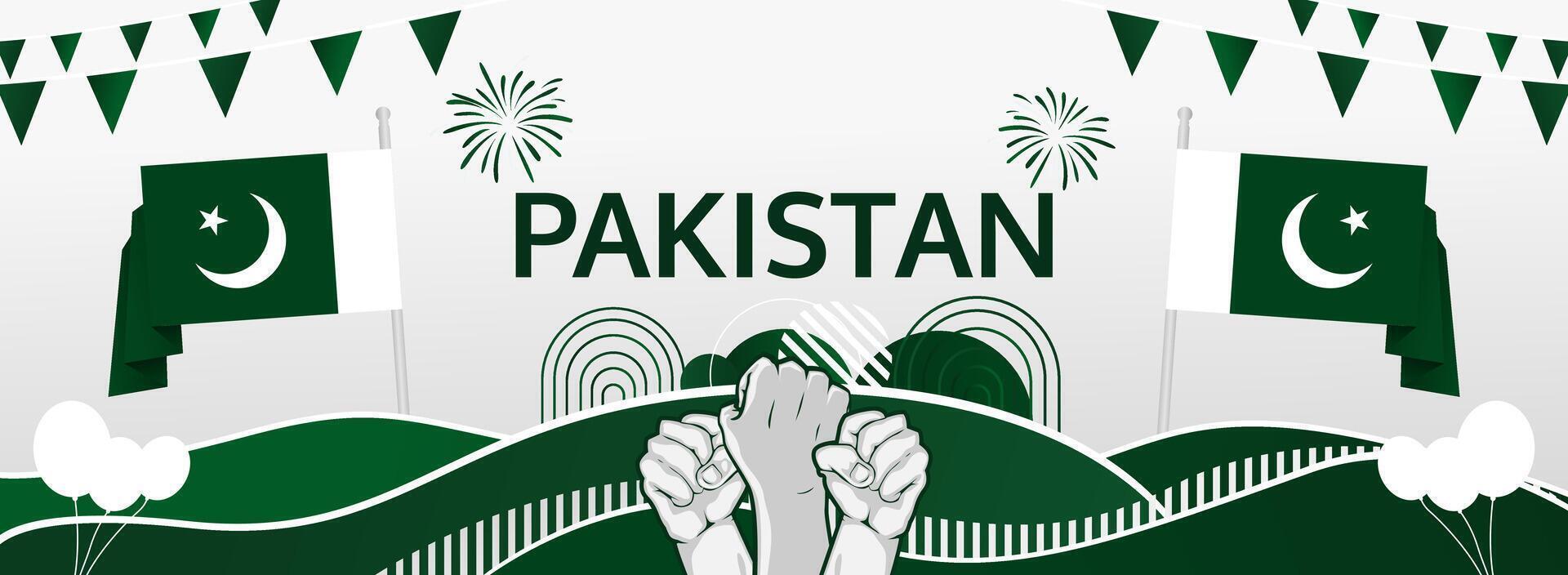 Festive banner template to celebrating Pakistan National Day on 14 August. Celebrate freedom in style. vector