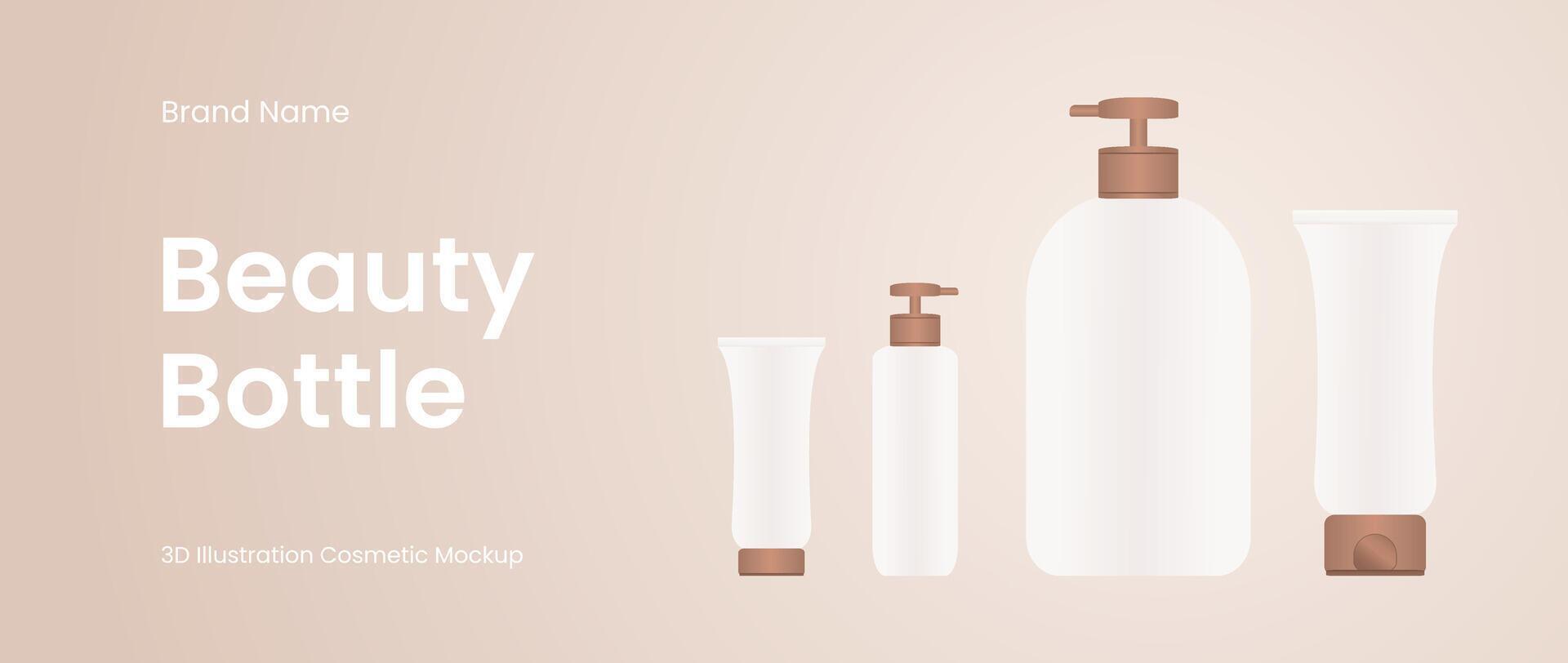 Beauty bottle mockup template vector