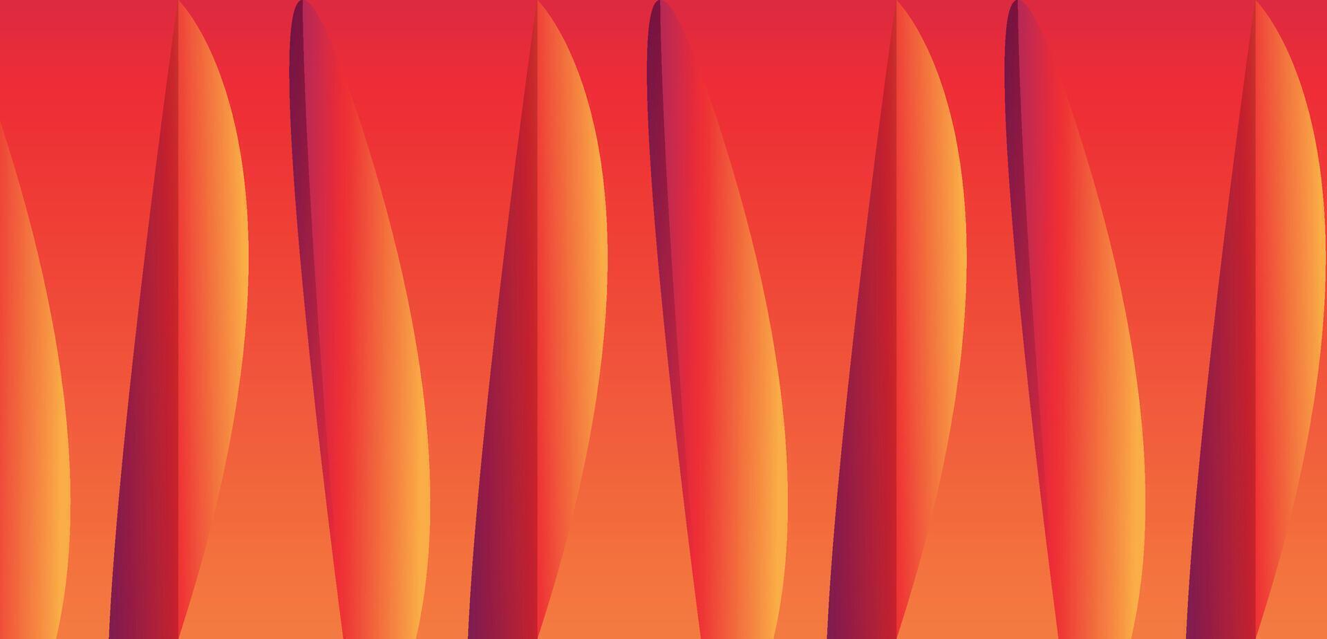 A red and orange background with many long, curved lines vector