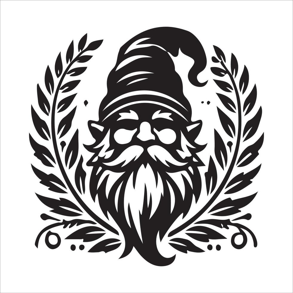 Gnome with beard and laurel wreath vector