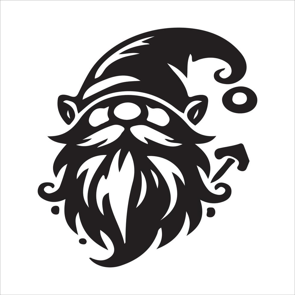 Gnome with beard and hat on white background vector