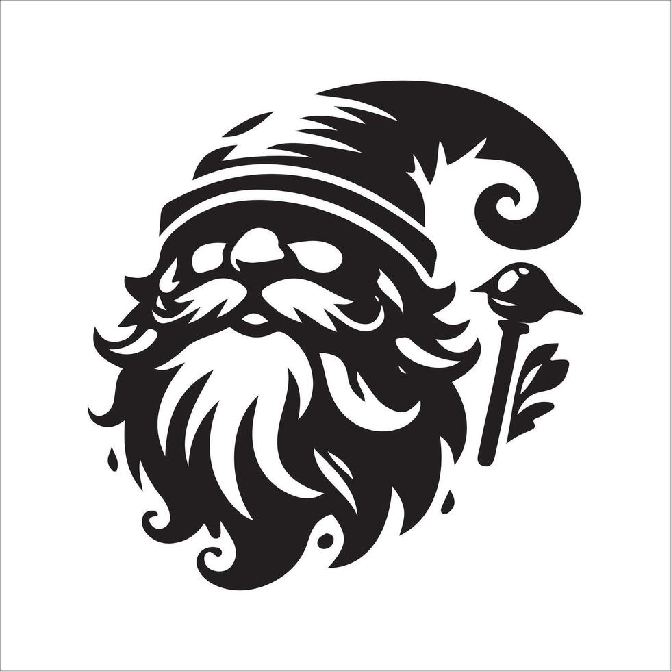 Gnome with beard and key in hand vector