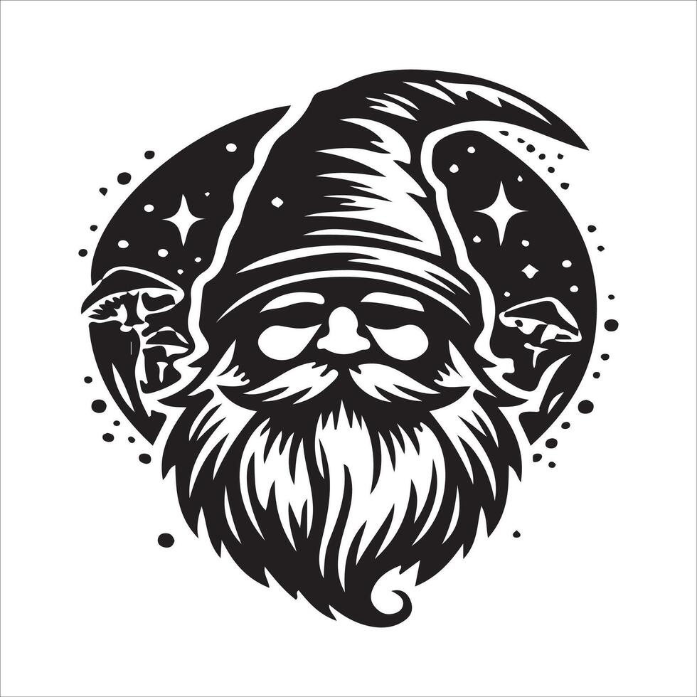Gnome with beard and hat on a white background vector