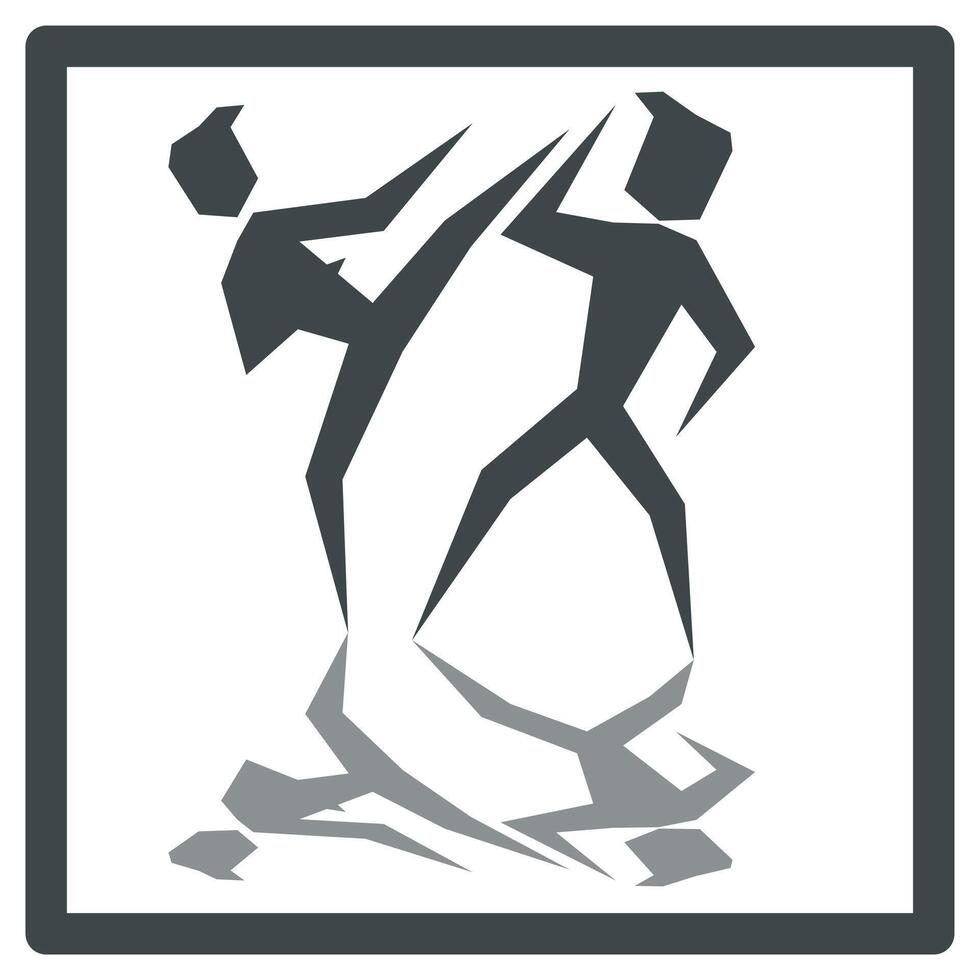 Taekwondo. Taekwondo shadow wrestling icon. Taekwondo drawing for posters, design and print. Taekwondo fashion. vector