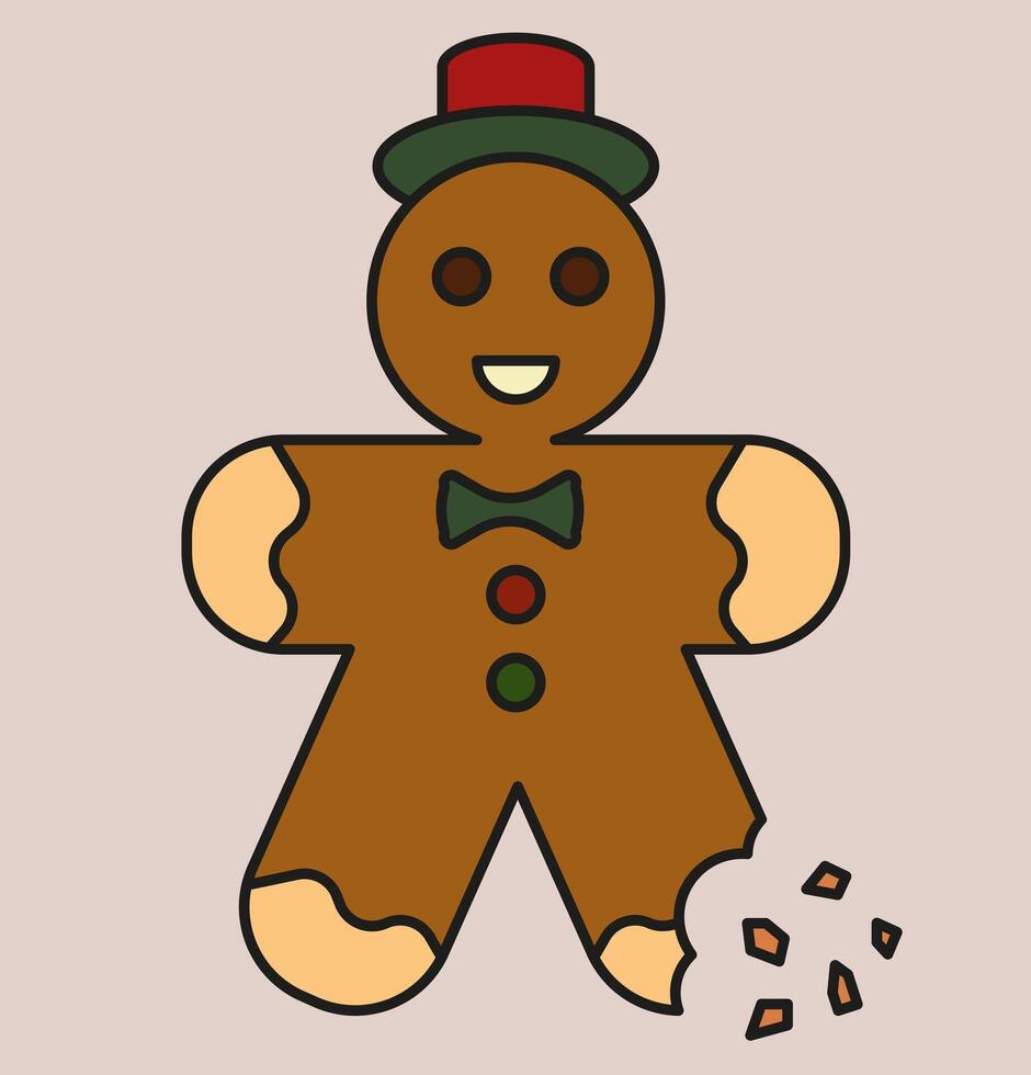 Christmas tradition. Colored gingerbread icon with stroke. Christmas cookies icon. vector