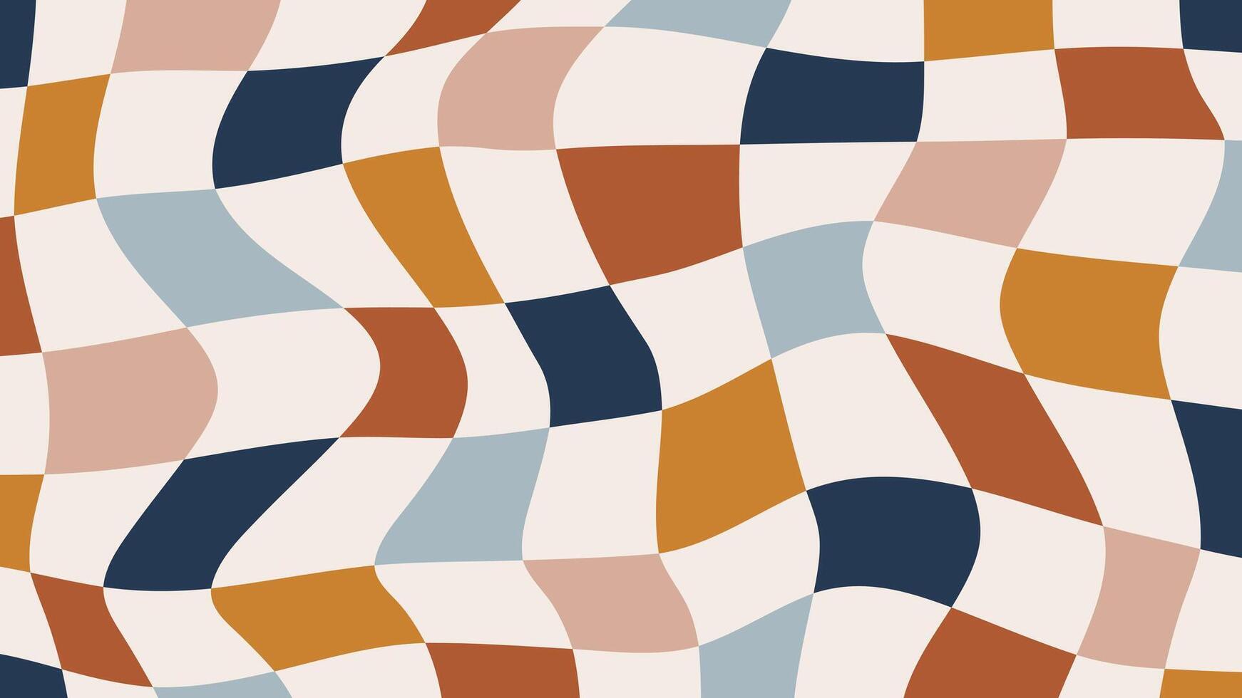 Psychedelic checkerboard pattern. Colorful groovy background in hippie 60s-70s style. Distorted retro design in Y2k style vector