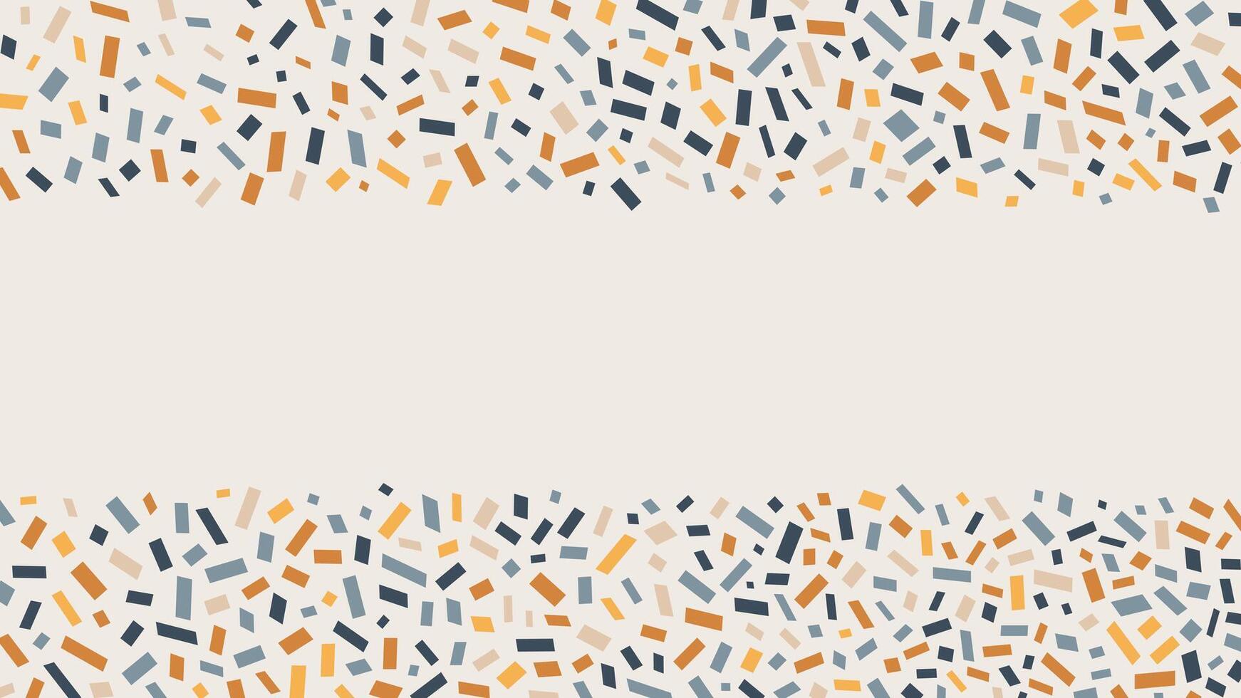 Cute background with colorful confetti. Party doodles border. Abstract hand drawn childish shapes on beige backdrop with copy space. Festive banner design with colorful sprinkles vector