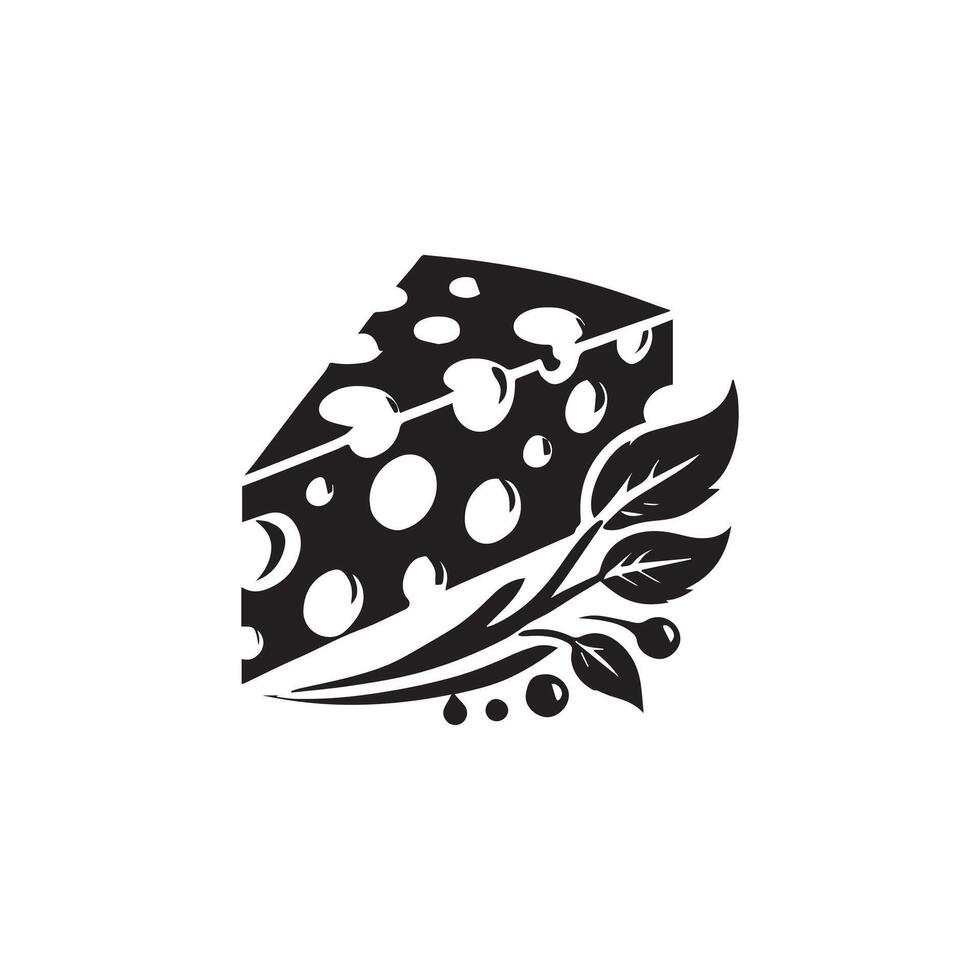 Cheese logo design with black and white elements vector