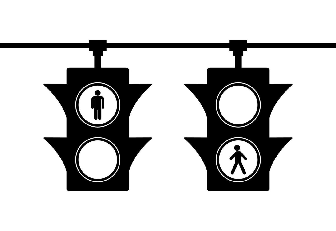 Pedestrian traffic light signals showing standing and walking person icons vector