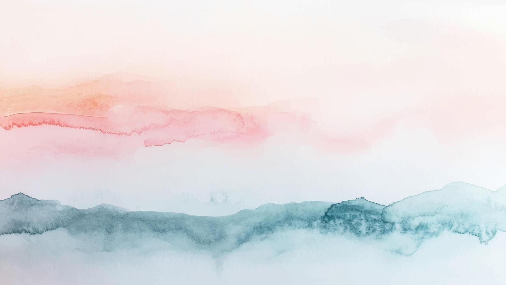 Abstract horizontal watercolor background . blue pink colored texture. Brush stroked painting pastel color watercolour vector