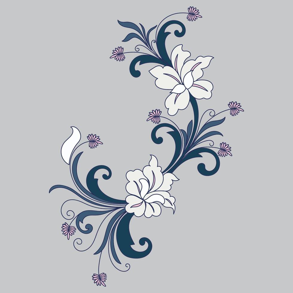 Vintage flowers for graphic elements, fabric patterns, carpet elements. vector
