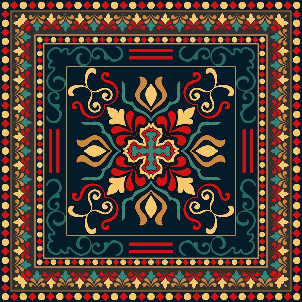 ethnic tribal pattern Corners and frames with vintage abstract patterns, carpets, tiles. vector