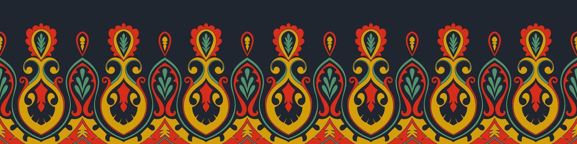 Brush and seamless ethnic tribal abstract border. vector
