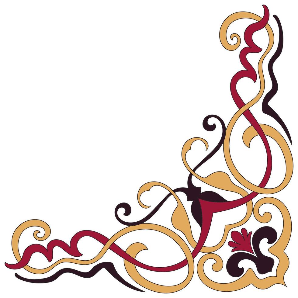 Rolled wood corner Abstract line corner Frame Red and yellow corner vector