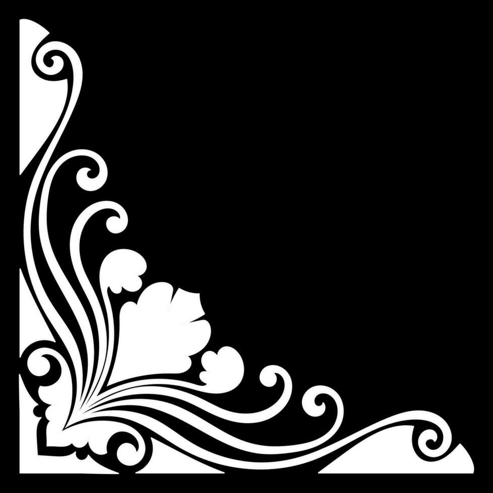 white abstract vintage corner on a black background vector