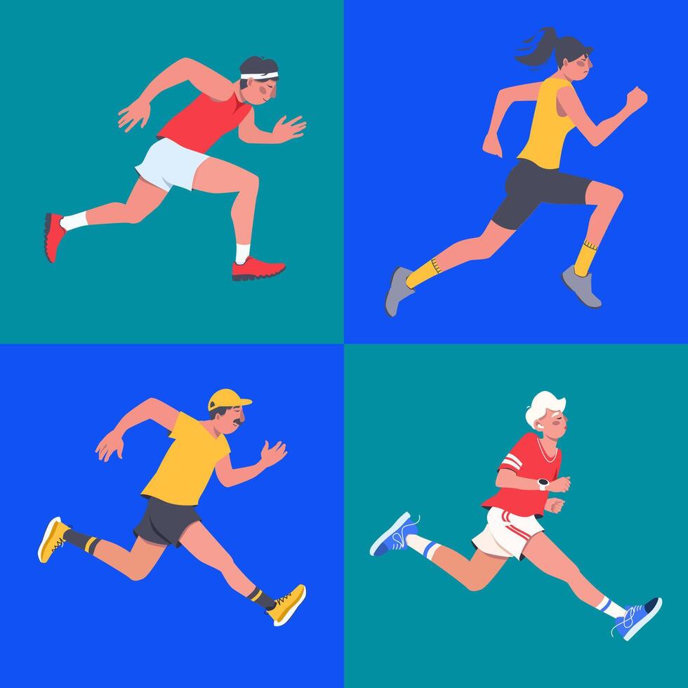 Diverse Runners in Motion Illustration vector