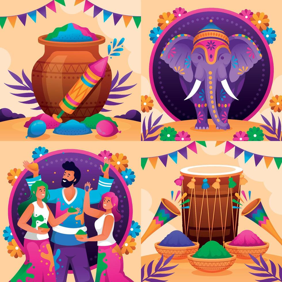 Holi Festival Celebration with Colors and Traditions vector