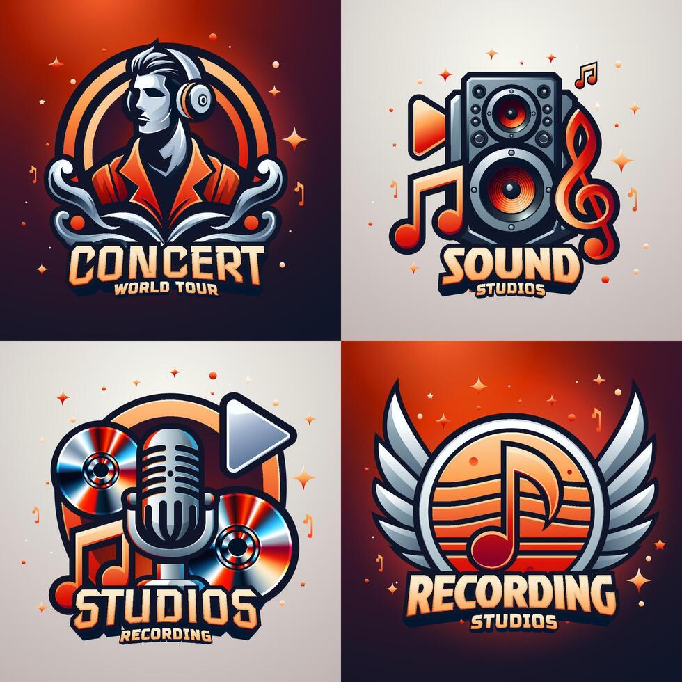 Music logo design composition collection vector