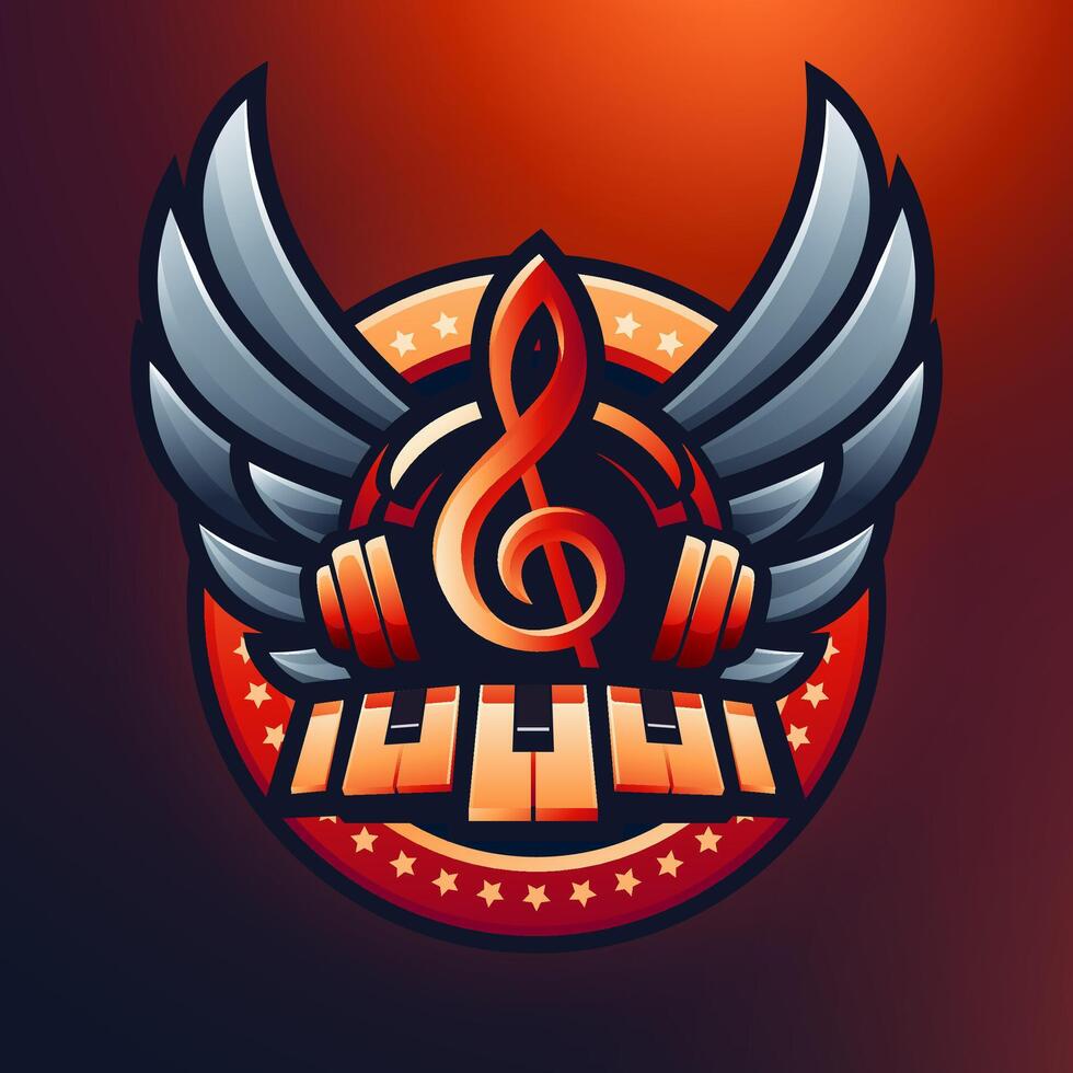 Badge of Music logo design vector