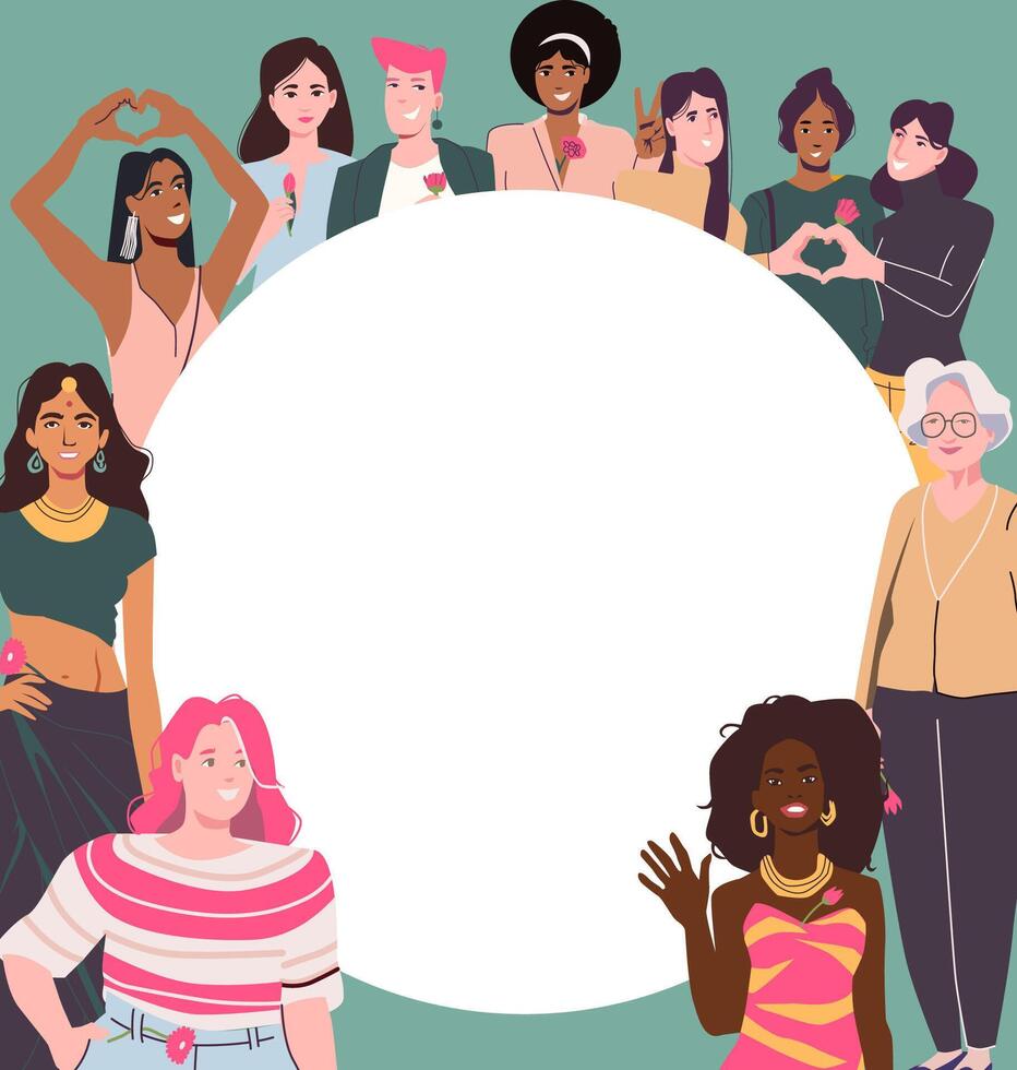 Diverse Women Celebrating Unity and Empowerment vector