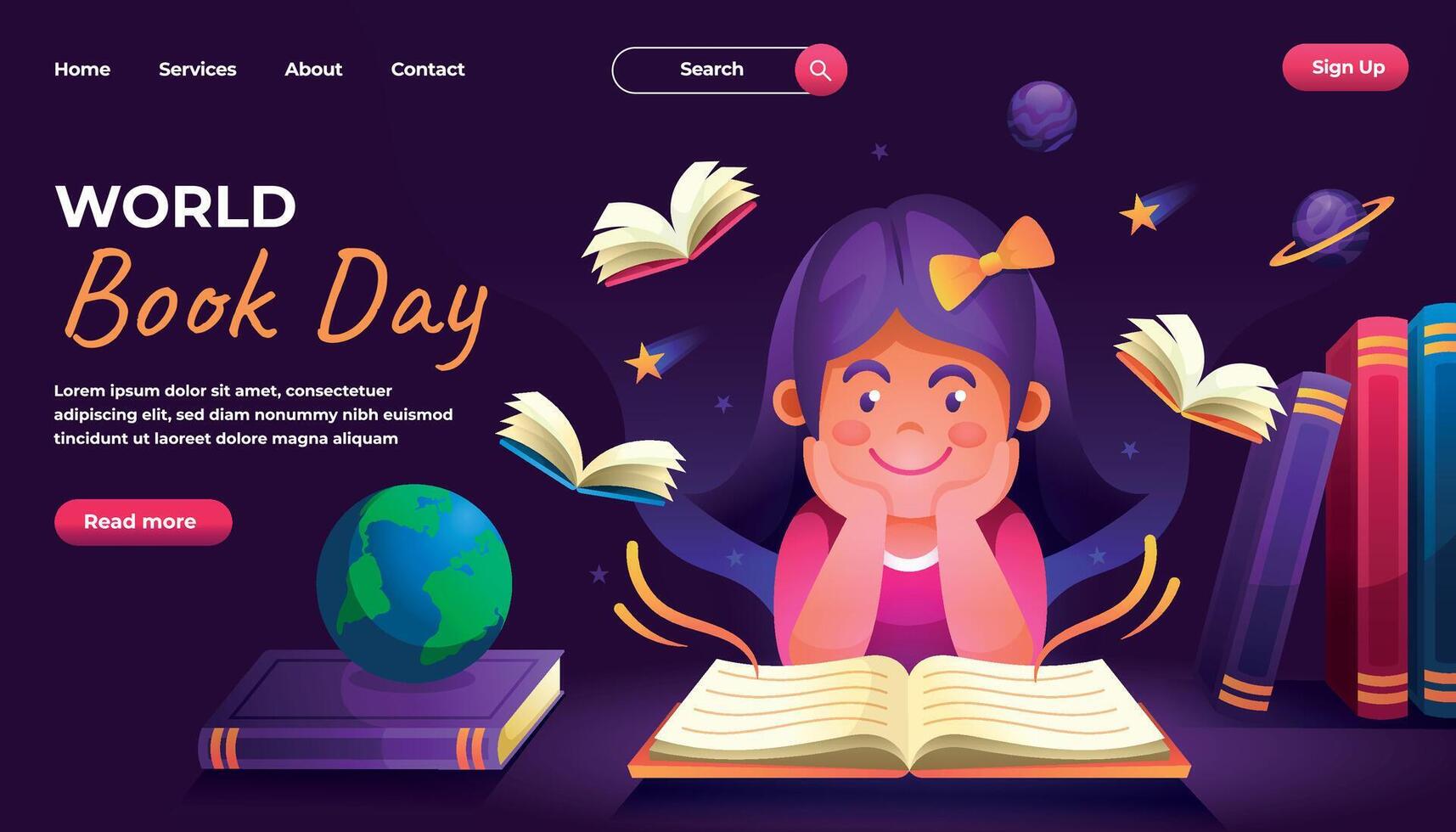 Celebrating World Book Day with a Joyful Reader vector