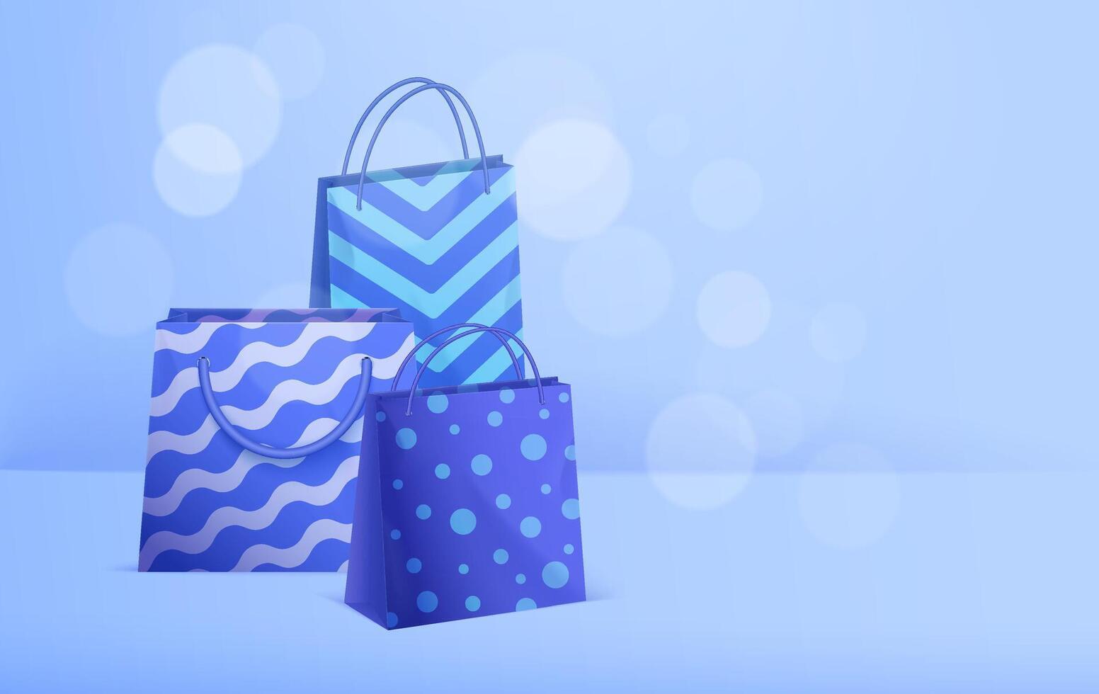 Blue Shopping Bags with Patterns vector