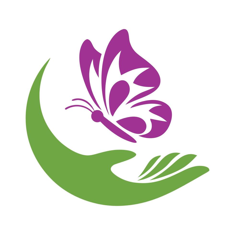 Flat Hand with Butterfly Graphic Design vector