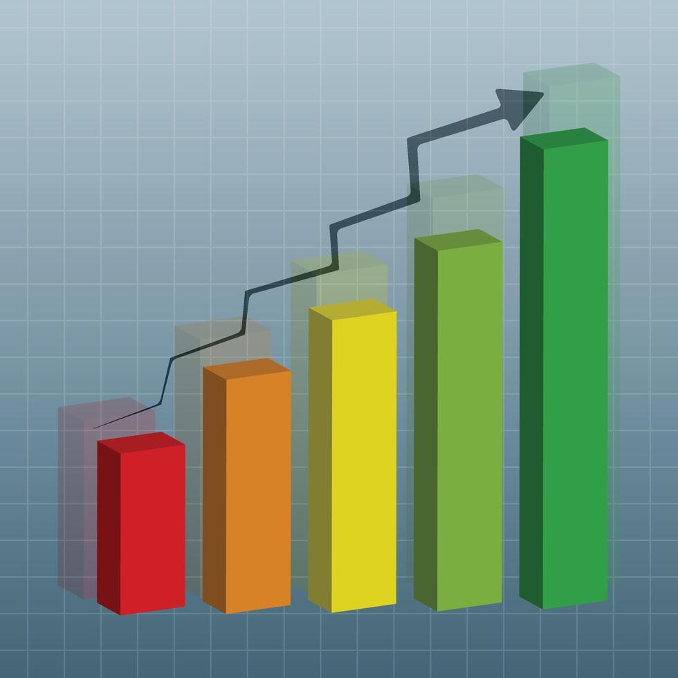Business growth chart colorful design vector