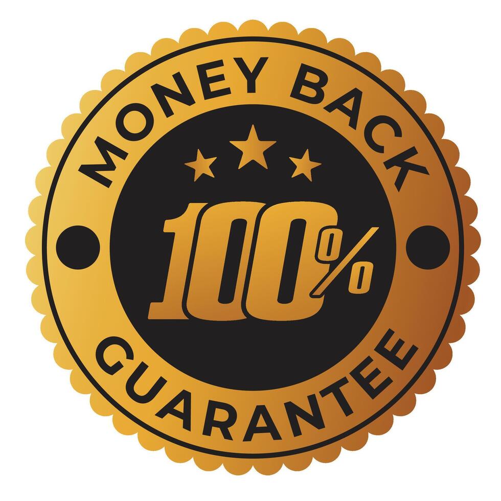 Money back guarantee golden sticker vector