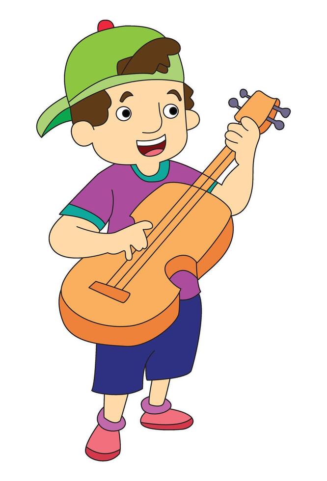A boy playing guitar vector