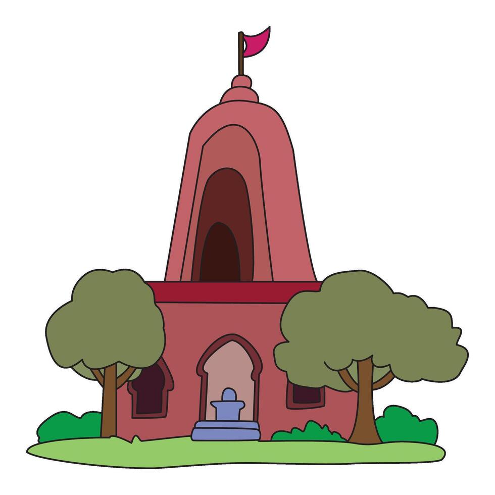A hindu temple with trees around it illustration vector