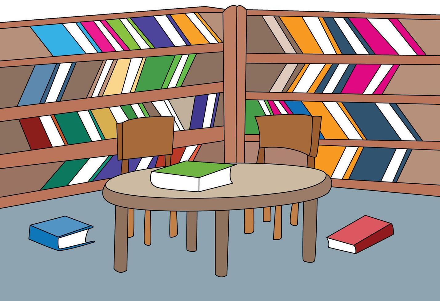 A library interior design with bookshelves vector