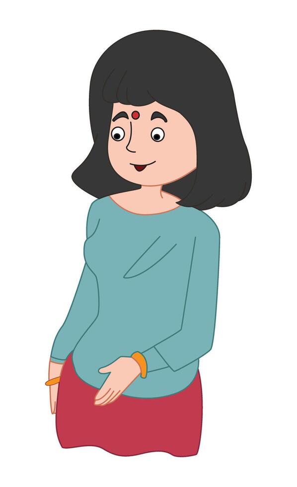 A cute woman pointing isolated on white background vector