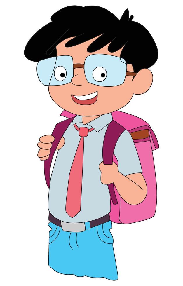 A cute boy wearing school uniform vector
