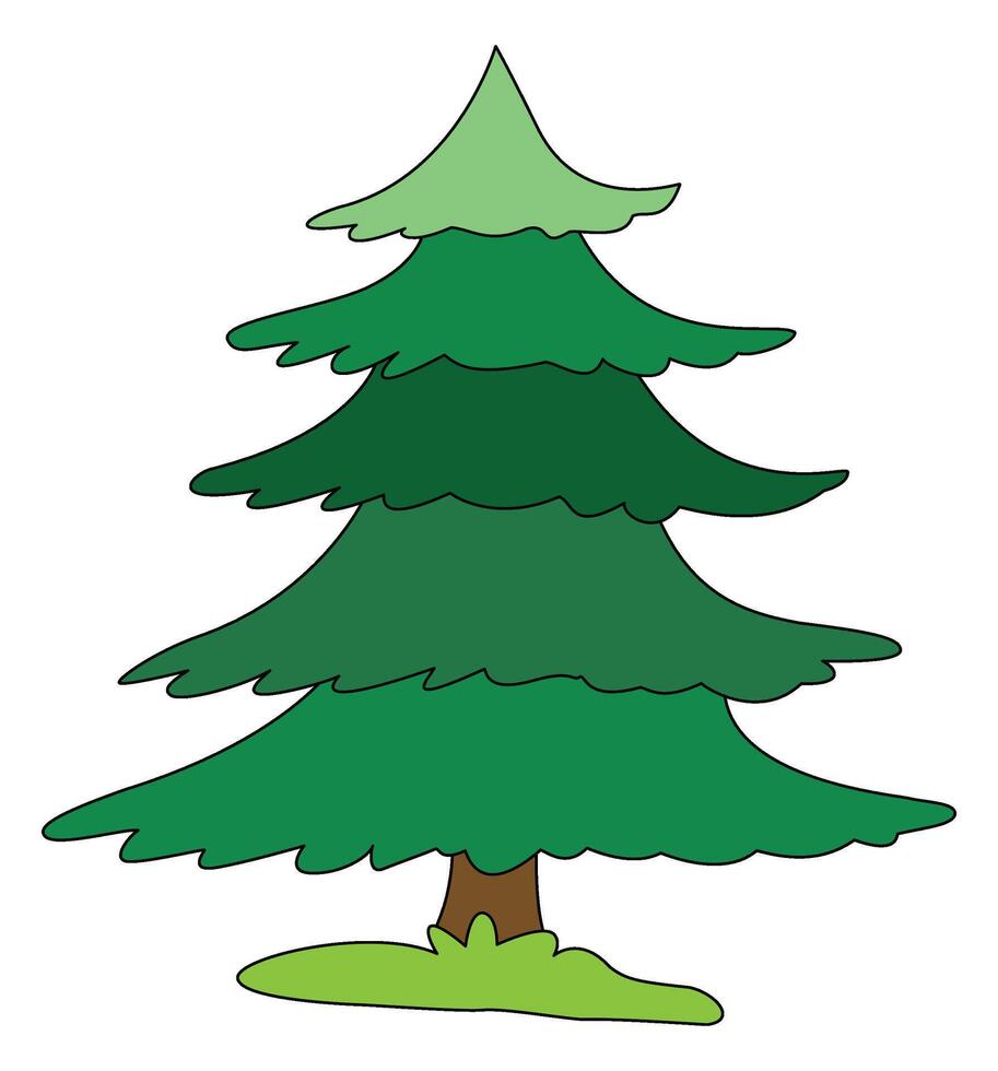 Cartoon Green Christmas Tree vector