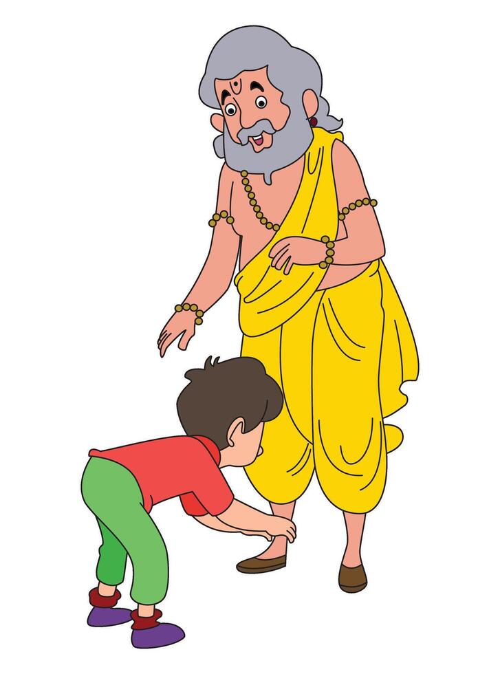 Guru Purnima illustration of blessing his boy vector
