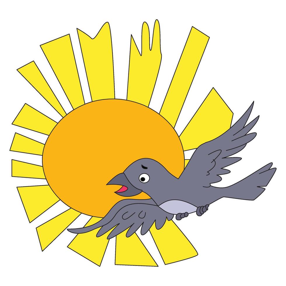 A bird is flying in the morning vector