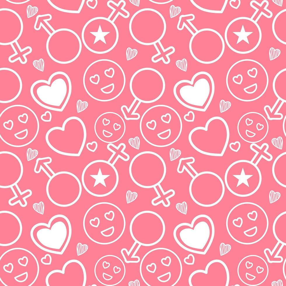 Pink love icon seamless pattern for Valentines background. vector
