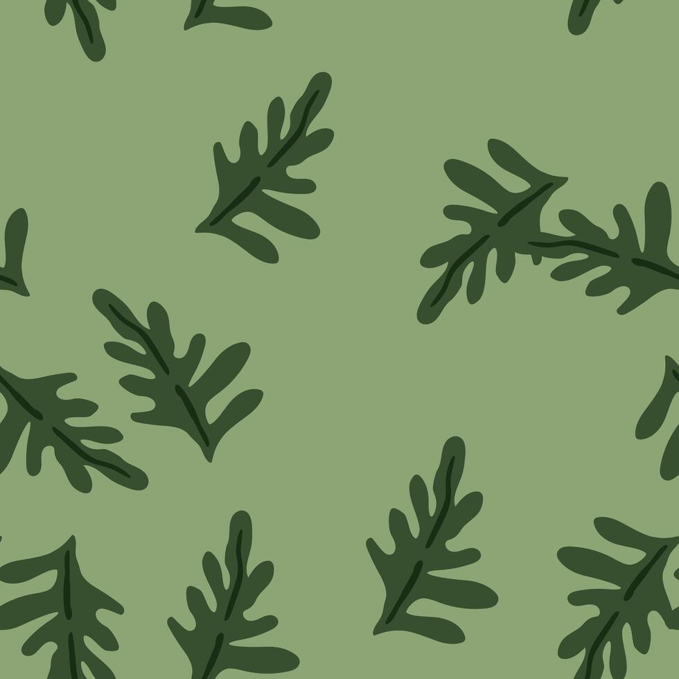 Lush green leaves and exotic plants in a seamless pattern. vector