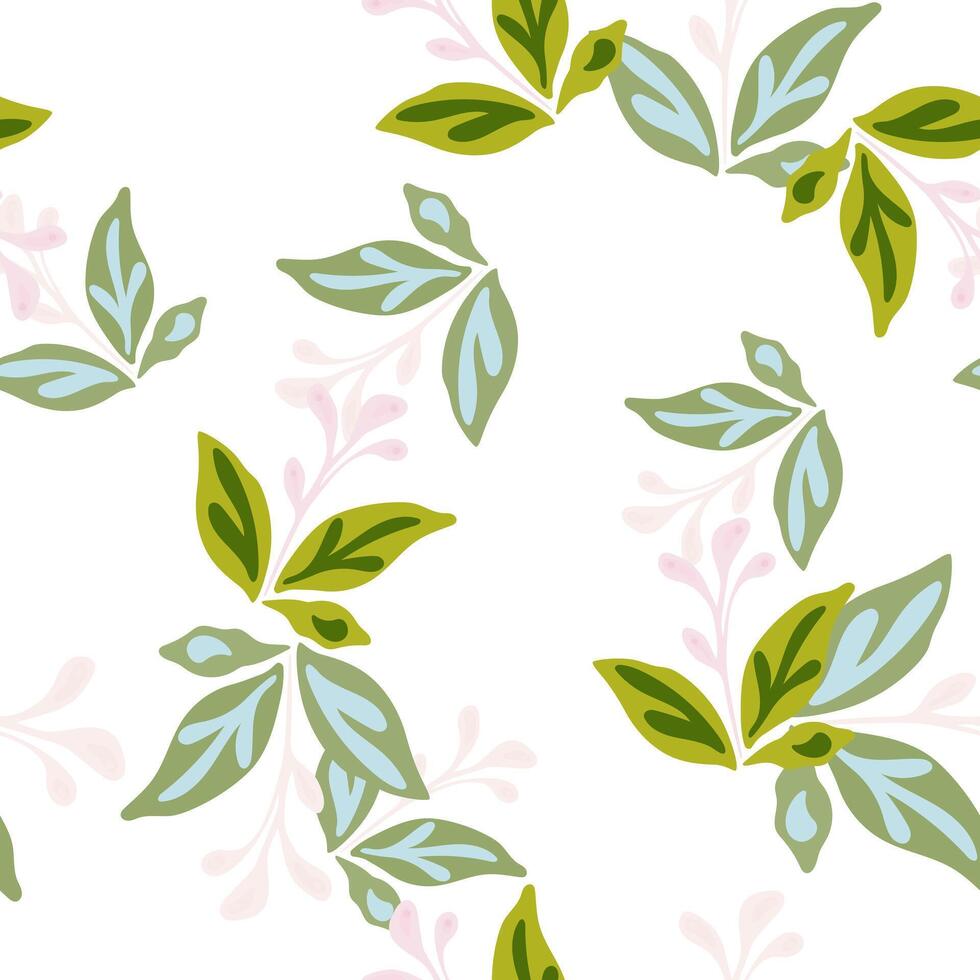Elegant seamless pattern featuring hand-drawn leaves and florals. vector