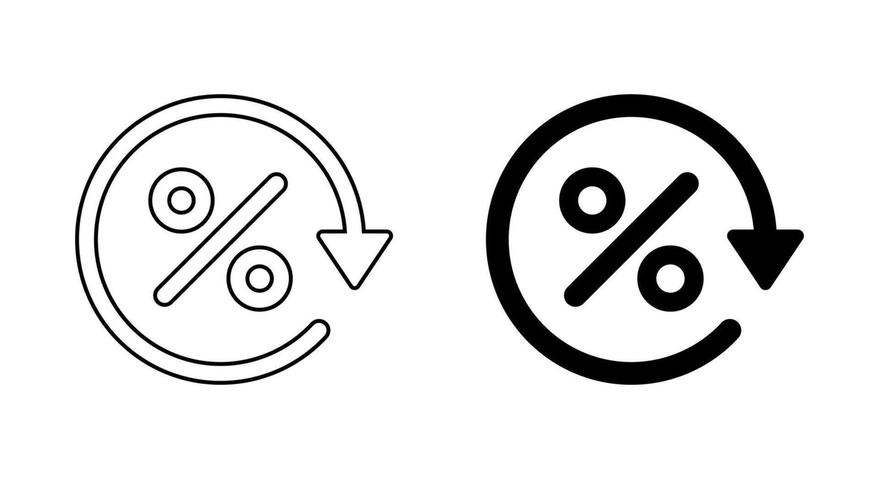 Round loan percent refresh line icon. Circle reset percentage sign symbol vector