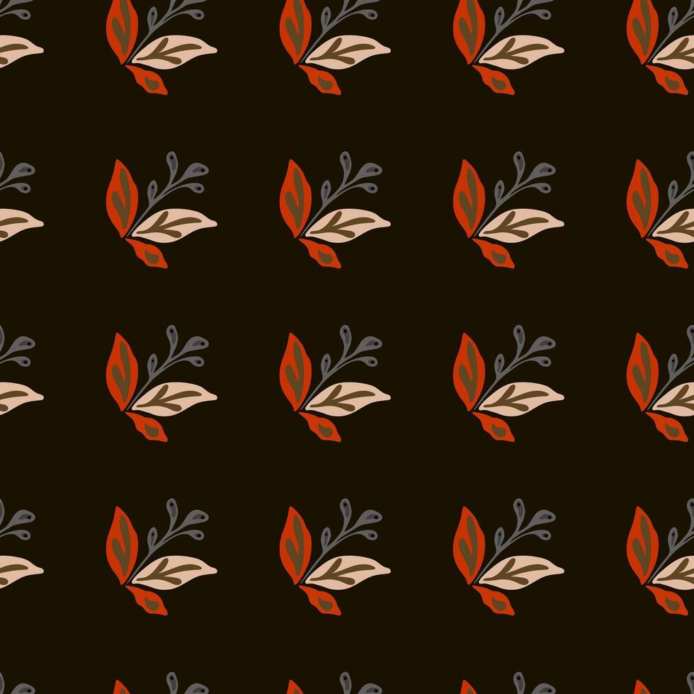 Elegant seamless pattern featuring hand-drawn leaves and florals. vector