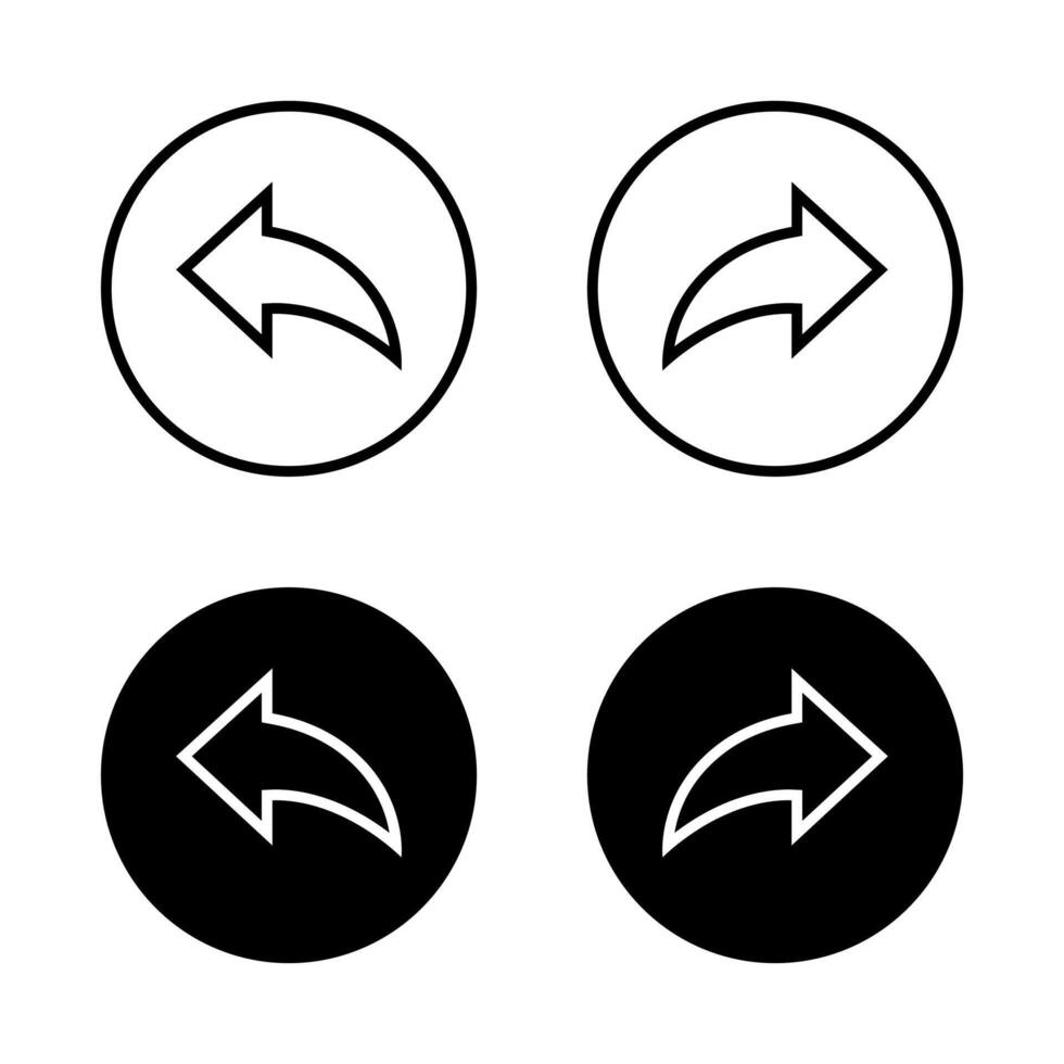 Outline left and right arrow icon on black circle. Backward and forward sign symbol vector