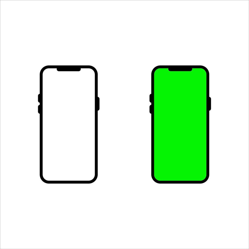 Green screen phone mockup illustration. Smartphone template for ad campaigns and app preview vector