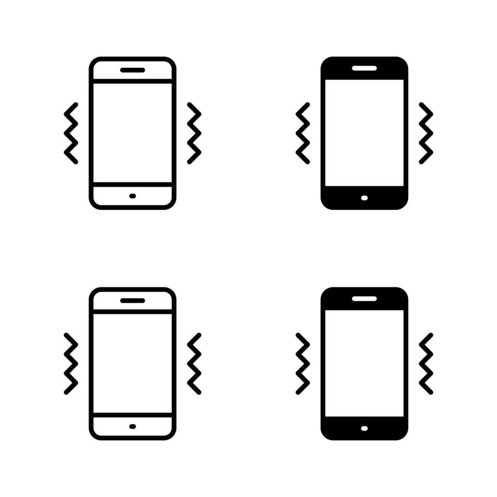 Phone vibration icon set. Cellphone vibrate sign symbol vector